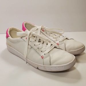 Keds x HATCH Mama White Leather Tennis Shoes Gold Hot Pink Accents, sz 8